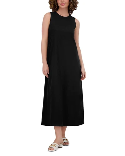 Linen Blend Crewneck Maxi Dress