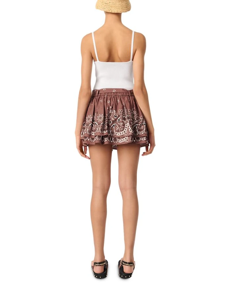 Printed Mini Skirt with Rhinestones