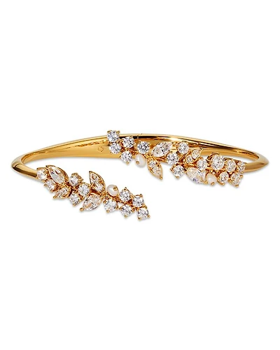 Ravish Laurel Cubic Zirconia & Freshwater Pearl Bypass Bracelet