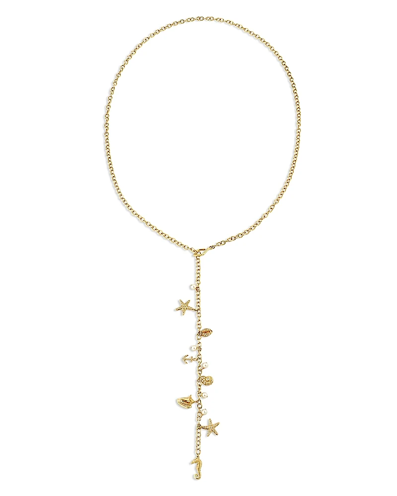 Sydney Evan 14K Yellow Gold Diamond & Cultured Freshwater Pearl Nautical Charm Lariat Necklace, 25