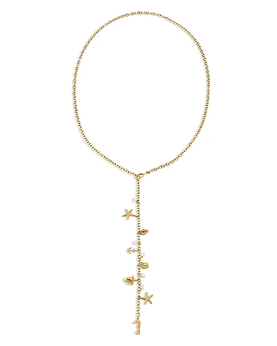 Sydney Evan 14K Yellow Gold Diamond & Cultured Freshwater Pearl Nautical Charm Lariat Necklace, 25