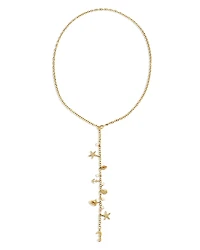 Sydney Evan 14K Yellow Gold Diamond & Cultured Freshwater Pearl Nautical Charm Lariat Necklace, 25