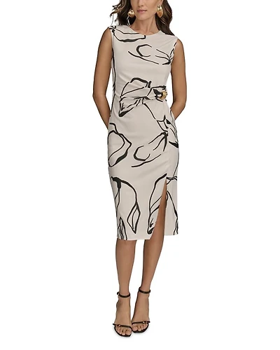 Abstract Print Sheath Dress