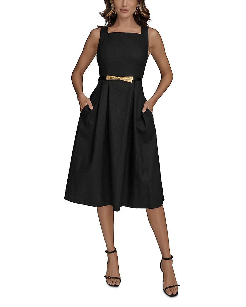 Donna Karan Belted A Line Dress