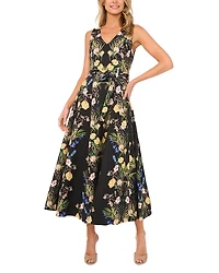 Floral Tie Neck Sleeveless Maxi Dress