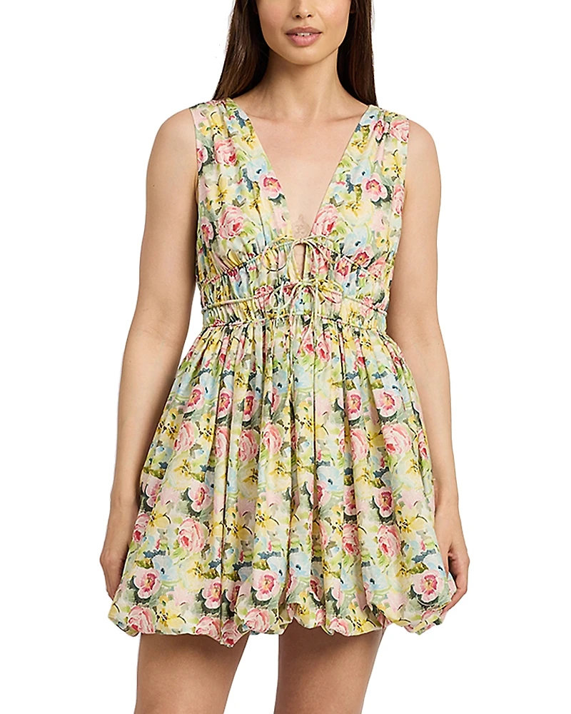 En Saison Cairo Floral Poplin Bubble Hem Mini Dress