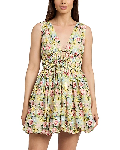 En Saison Cairo Floral Poplin Bubble Hem Mini Dress
