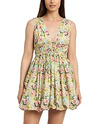 En Saison Cairo Floral Poplin Bubble Hem Mini Dress