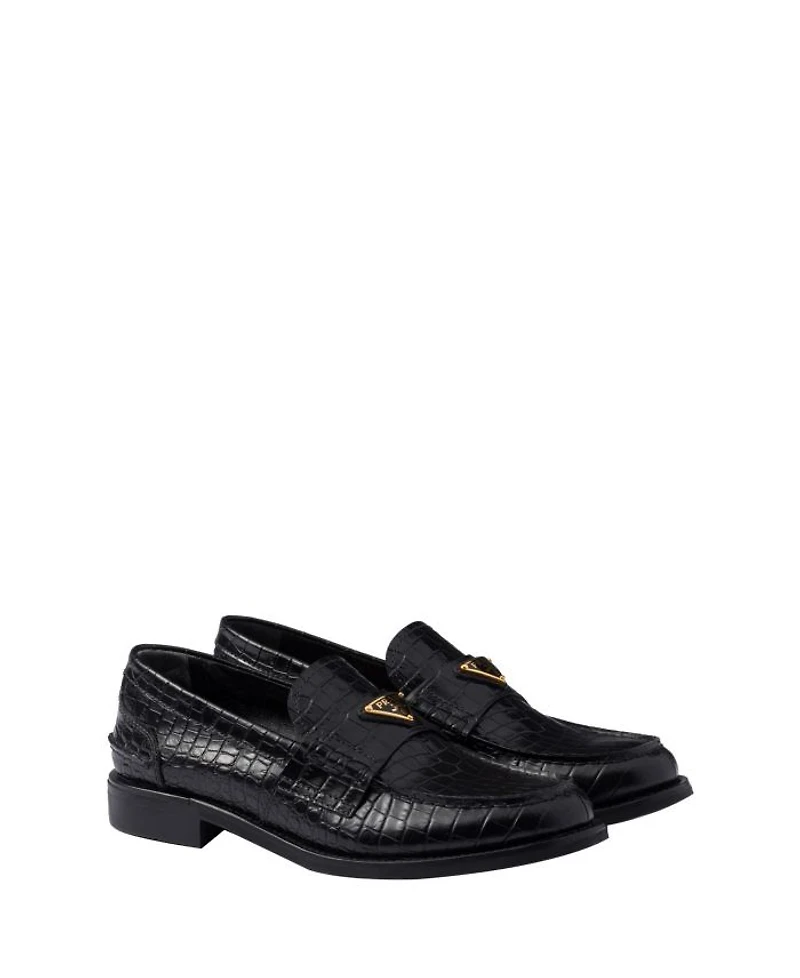 Women's Croco-Print Leather Loafers