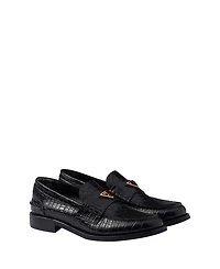 Women's Croco-Print Leather Loafers