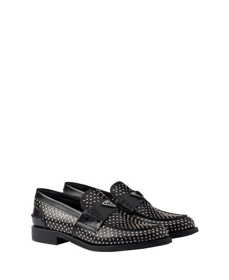 Women's Studded Brushed Leather Loafers
