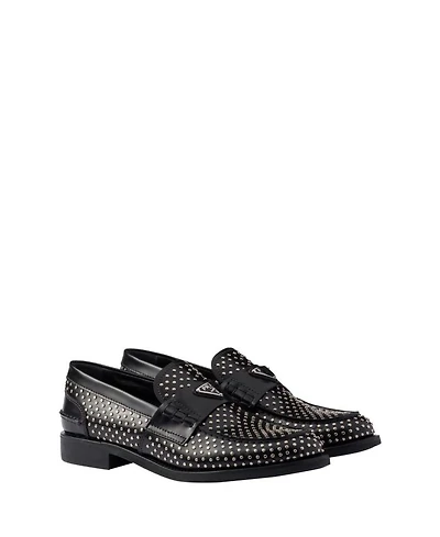 Women's Studded Brushed Leather Loafers