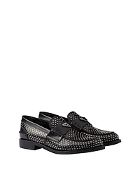 Women's Studded Brushed Leather Loafers