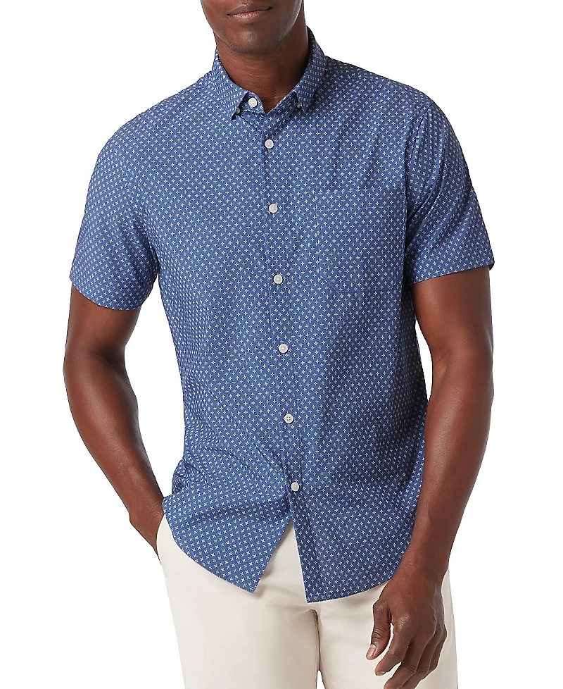 Mizzen+Main Leeward Ss Dress Shirt Coastal Fjord Hatch Mark