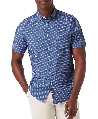 Mizzen+Main Leeward Ss Dress Shirt Coastal Fjord Hatch Mark