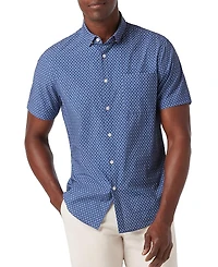 Mizzen+Main Leeward Ss Dress Shirt Coastal Fjord Hatch Mark