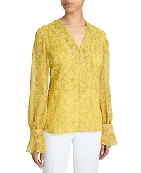 Santorelli Rue Long Sleeve Blouse with Ruffled Cuffs