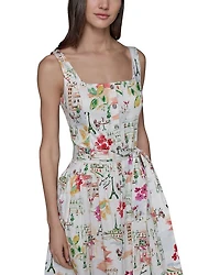 Scenic Print Midi Dress