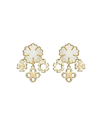 Tory Burch Mother Of Pearl Clover Cluster Drop Earrings