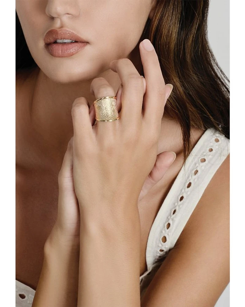 Enchanted Forest 18K Yellow Gold Plated Bark Ring