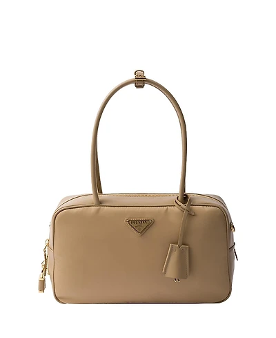 Prada Re-Nylon and Leather Medium Top-Handle Bag with Padlock