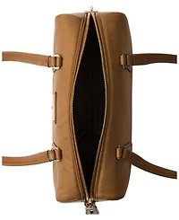 Re-Nylon and Leather Medium Top-Handle Bag with Padlock