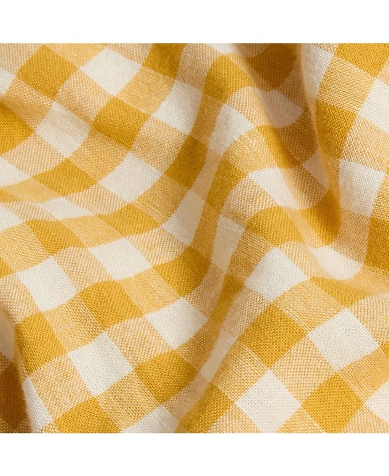 Gingham Linen Blend Flat Sheet, Queen