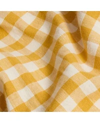 Gingham Linen Blend Flat Sheet, Queen