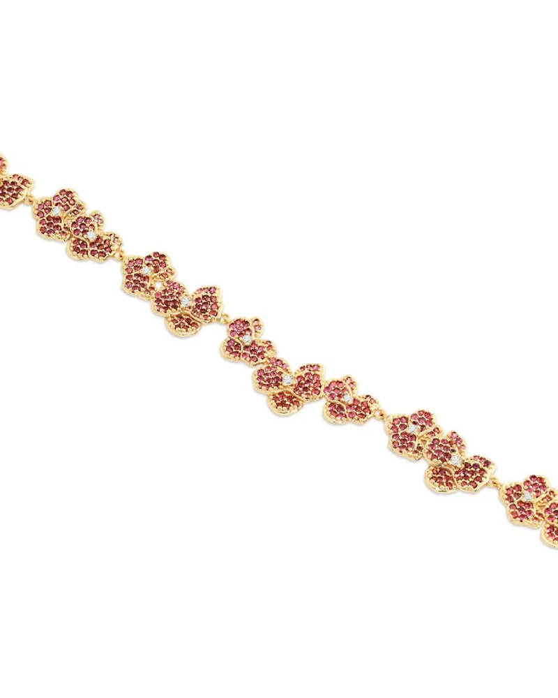 Pavé Orchid Necklace, 15.5"-16.5"