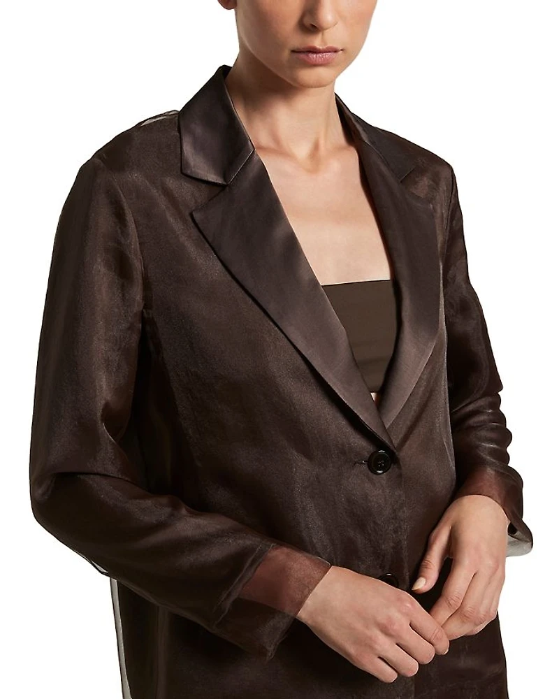 Single Breasted Mesh Overlay Jacket