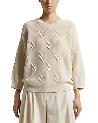 Diamond Knitted 3/4 Sleeve Sweater