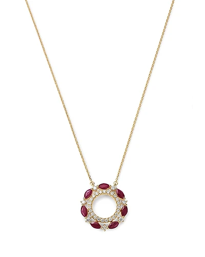 Bloomingdale's Fine Collection Ruby & Diamond Circle Pendant Necklace