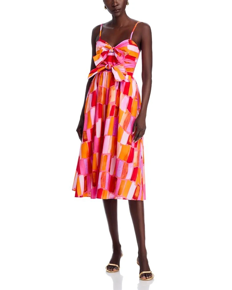 Natasha Sunset Tile Poplin Bow Dress