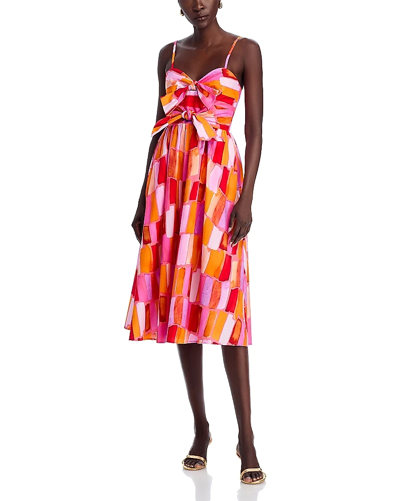 Milly Natasha Sunset Tile Poplin Bow Dress