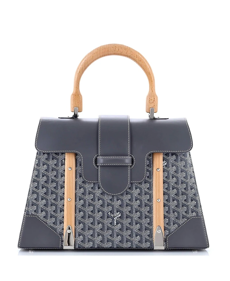 Pre-Owned Goyard Mm Saigon Top Handle Bag Coated Canvas with Leather