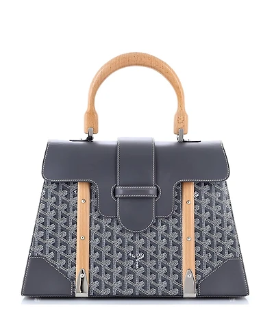Pre-Owned Goyard Mm Saigon Top Handle Bag Coated Canvas with Leather