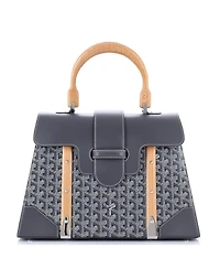 Pre-Owned Goyard Mm Saigon Top Handle Bag Coated Canvas with Leather
