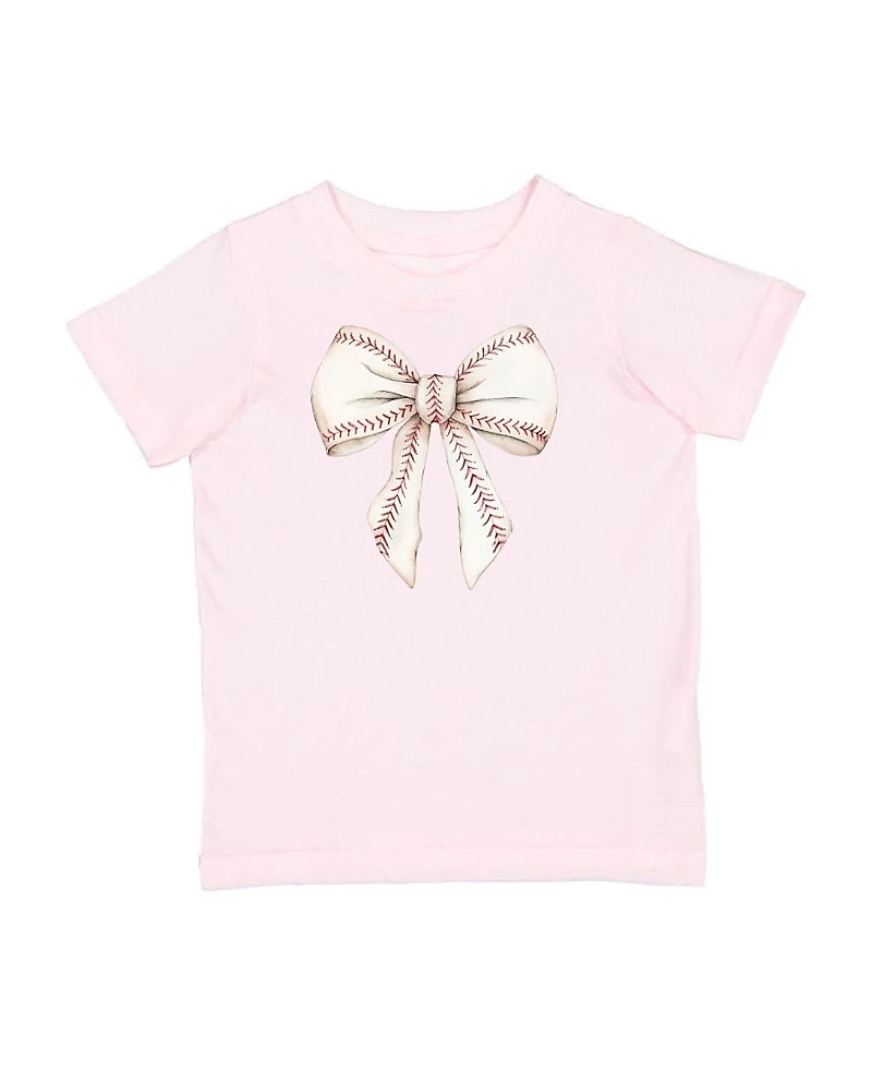 Sweet Wink Girls' Baseball Bow Short Sleeve T-Shirt - Baby, Little Kid