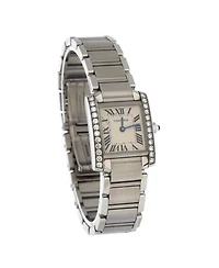 Tank Francaise Quartz Watch in Stainless Steel with Diamond Bezel 20mm