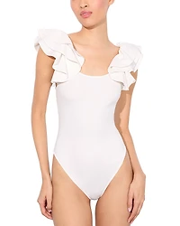 Alice and Olivia Tawny Ruffle Sleeve Bodysuit