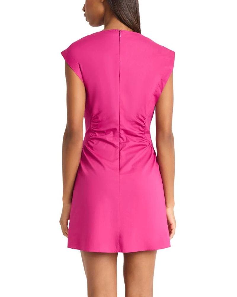 Gathered Linen Mini Dress