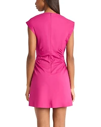 Gathered Linen Mini Dress