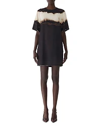 Burned Stripe Short Sleeve T Shirt Dress