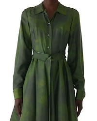 Smudged Canvas Silk Shirtdress