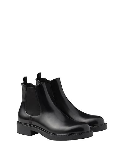 Prada Men's Brushed Leather Chelsea Boots