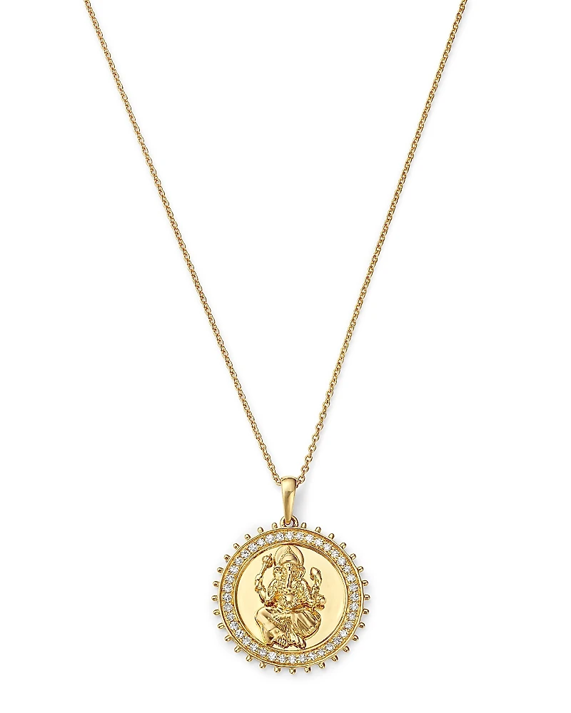 Bloomingdale's Fine Collection Diamond Ganesha Medallion Pendant Necklace