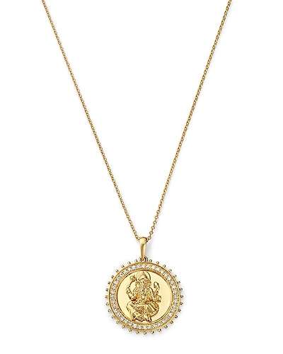 Bloomingdale's Fine Collection Diamond Ganesha Medallion Pendant Necklace
