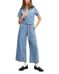 Good American Fit For Success Lite Denim Cropped Jumpsuit