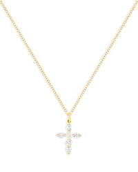 Ef Collection 14K Yellow Gold Prong Set Diamond Cross Necklace, 0.32 tcw