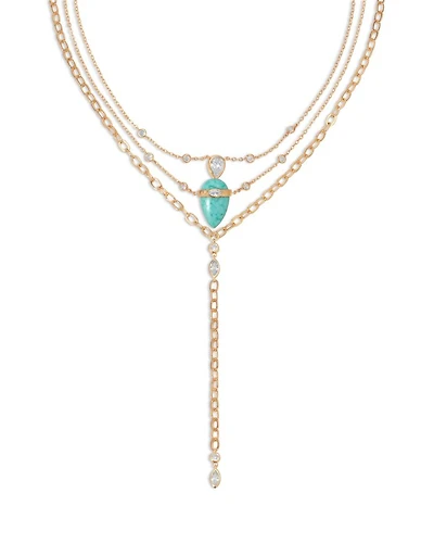 Turquoise Solstice Turquoise & Cubic Zirconia Convertible Layered Lariat Necklace, 15"-19"